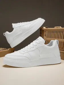 Men's Large Size All Season Shoes 39-46, Fashion Casual Sports Sneakers, Casual Trainer Shoes, PU Leather Student Skateboard Shoes, Sporty Low Top