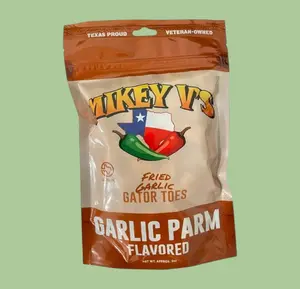 Mikey V's Garlic Parmesan "Gator Toes" Deep Fried Garlic Snacks 3.9oz Crunchy Texture Bold Flavor Portable Packaging Savory Snack Texas Proud Veteran-Owned