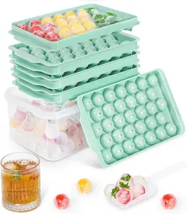3 Pack Ice Trays for Freezer, 99 PCS Ice Cube Tray with Lid and Bin, round Ice Cube Trays for Freezer, Circle Ice Cube Tray for Chilling Drinks Optish