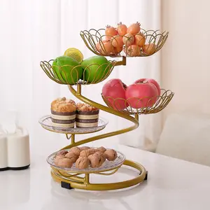 Nordic Style Iron Multi-Tiered Fruit Plate High-End Sophisticated Instagram-Worthy Fruit Basket for Living Room & Home Use Coffee Table Fruit Plate