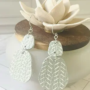 Sage genuine leather earrings