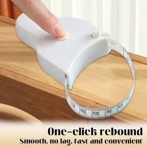 Retractable 60 Inch Body Measuring Tape, Snow White 3D Automatic Lock for Waist/Hip Accuracy