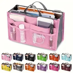 Multifunctional Storage Bag, Foldable Polyester Organizer for Home & Travel Use, Multi-Pocket Design for Cosmetics, Wallets, Keys, Travel Essentials Bag