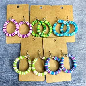 Clay bead earrings colorful