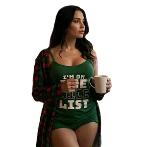 Women pajama set Christmas Robe Set Green Homewear Comfort Womenswear Nightwear robes tank top shortsLoungewear Comfortable Soft Style Casual Multicolor Long Sleeve Pyjamas Pjs