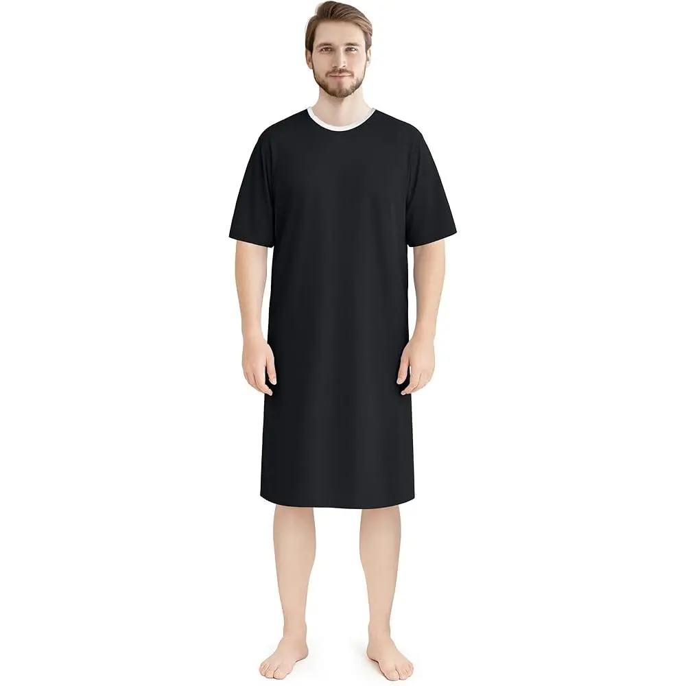 Utopia Care Men's Patient Gown, Plain Menswear Hospital Uniforms in Soft Breathable Fabric with Easy Back Tie for Medical & Recovery Wear