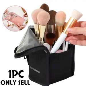 1pc transparent makeup storage bag, lightweight and breathable, can hold makeup brushes and toiletries, zippered travel storage bag, Cosmetic Bag, Makeup Pouch, suitable for travel and outings, also suitable as a gift.