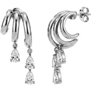 Triple Huggie Stacked Earrings for Women Gold Chain Drop Dangle Earrings Cute Statement CZ Earrings Trendy Dainty Jewelry Gift