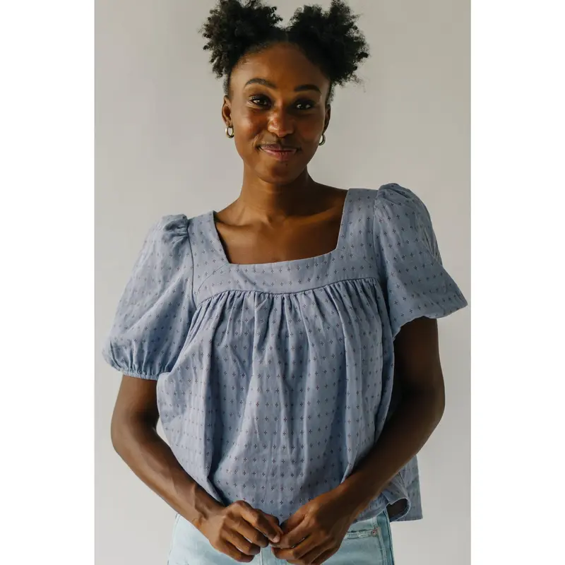 Jacquard puff sleeve top - TikTok Shop