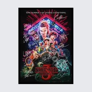 STRANGER THINGS SEASON 3 CAST SIGNED AUTOGRAPH POSTER PRINT