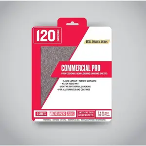 9" x 11" Commercial Pro Sandpaper Sanding Sheets, 120 grit, 20 Pack