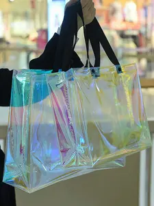 Women's Luminous Satchel Bag, Casual PVC Handbag, Plain Design, All-Seasons Shoulder & Shopper Gift Bag, Stylish Accessory