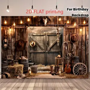 Western Cowboy Tapestry Rustic Farm Backdrop Barn Theme Wall Hanging Photography Background for Party Decoration Living Room Indoor Outdoor Event Decor Polyester