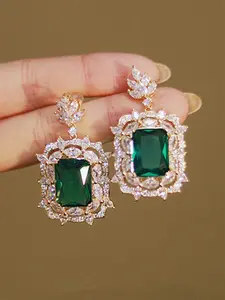Elegant Artificial Zircon Decorated Earrings, Cubic Zirconia Gemstone, Statement Earrings, Fashion Jewelry for Party, Daily Clothing Decor, Trendy All-match & Exquisite Jewelry for Birthday Gift, Fashion Chic Accessories
