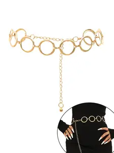 Trendy Stainless Steel Gold Circular Link Waist Chain Adjustable Statement Body Chain High Quality Jewelry for Women Adjustable Fit