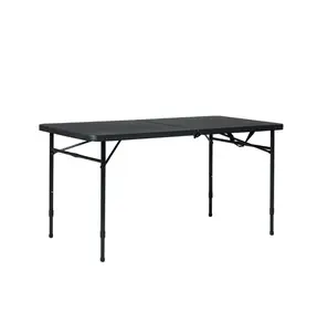 Mainstays 4 Foot Fold in Half Adjustable Folding Table | Portable Indoor Outdoor Utility Table for Parties, Camping, Picnic, Banquets, Tailgating and Extra Dining Space