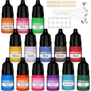 Candle Dye - 14 Colors Candle Wax Dye, Highly Concentrated Candle Color Dye, Oil-Based Liquid Candle Dye for Soy Wax, Candle Making - 0.17 FL OZ