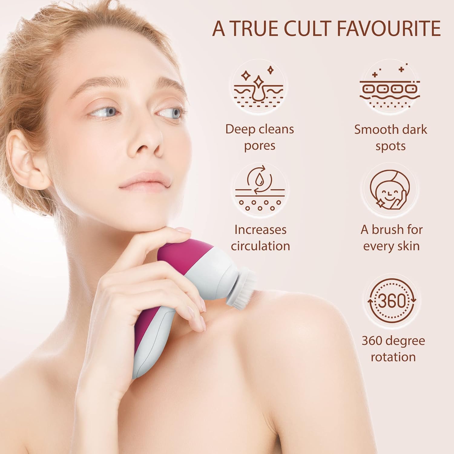 5-in-1 Facial Cleansing Brush Face Scrubber Exfoliating Cleaning Skin Care Cleanser Wash Women Girls Electric Beauty Powered Exfoliator Skincare Spin Tools Scrub Washer Self Care 5-in-1 Facial Cleansing Brush Face Scrubber Exfoliating Cleaning Skin Care Cleanser Wash Women Girls Electric Beauty Powered Exfoliator Skincare Spin Tools Scrub Washer Self Care