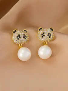 Cute Panda Stud Earrings, Elegant Animal Design, All-Over Print, Copper Chain Material, Perfect for Events & Gifts