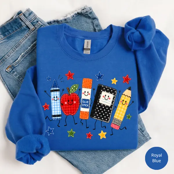 Teacher Life Gildan Sweatshirt or T-Shirt, School Supplies Graphic Tee, Back to School Teacher Shirt