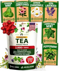 Medicinal Herb Seeds for Planting Indoors & Outdoors – Heirloom Herb Seeds Mix, Chamomile, Lavender, Lemon Balm, Mint, Peppermint & Echinacea for Herbal Tea & Natural Remedies Garden