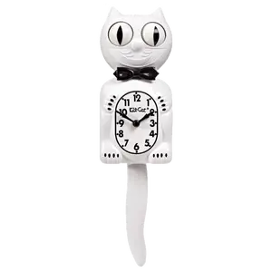 White Gentleman Kit-Cat Klock with Black Bow Tie (15.5" high)