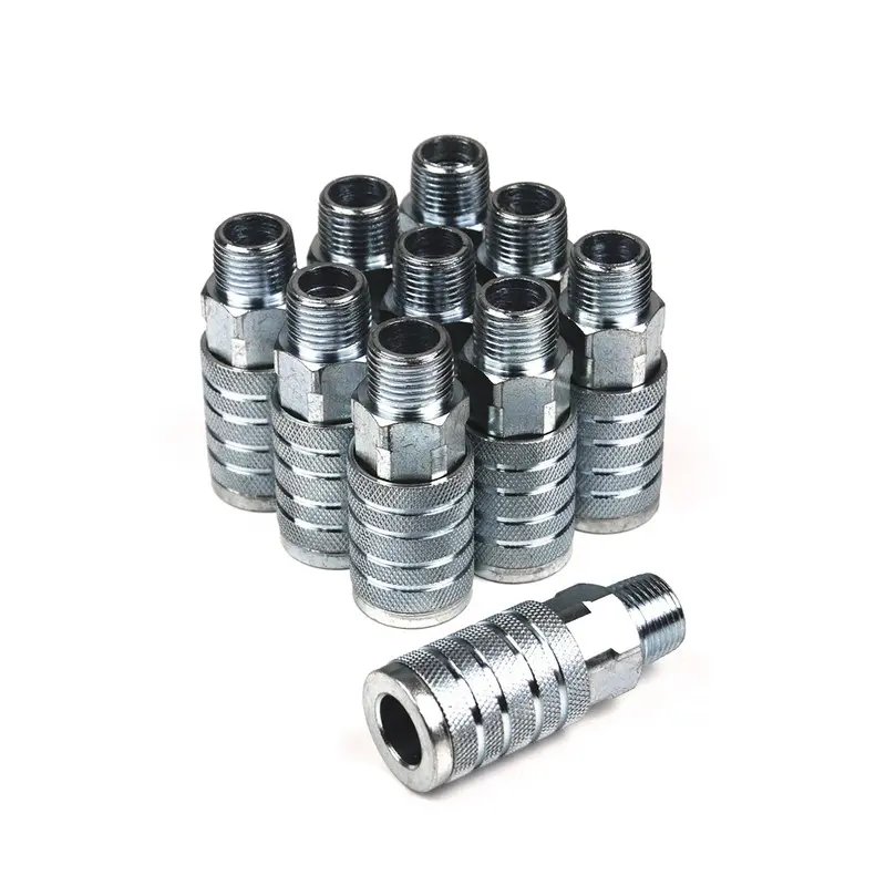 Primefit TC1212MS-B10-P Longer Life Automotive T-Style 0.5 in. x 0.5 in. Male Steel Coupler - Pack of 10 Bulk Set