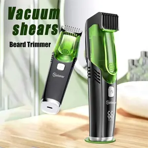 Beard Trimmer for Men Vacuum Mustache Trimmer for Less Mess -IPX6 Waterproof- Rechargeable Electric Beard Cutting Kit with Adjustable Length Comb- Built-in Vacuum for Sideburns, Stubble