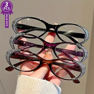 Fashionable Oval Frame Anti Blue Light Reading Glasses, Lightweight Reading Glasses for Women & Men, Fashion Eyewear Accessories for Daily Wear, Reading Eyeglasses