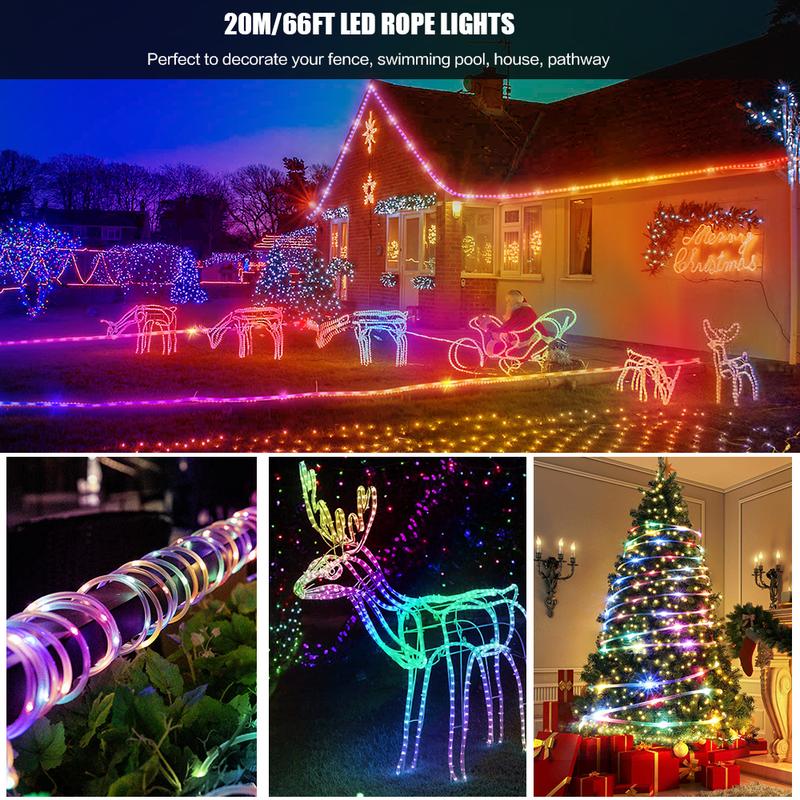 LED Rope Lights Outdoor, LED String Lights Indoor with Remote, Fairy Lights for Outside Garden Party Wedding Decoration