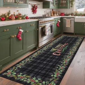 Christmas rug, 1 count Christmas runner rug, Aisle carpet, Christmas decoration rug, Home Decorative Rug, Non-slip Washable Corridor Rug,soft comfortable area rug, Christmas Gift, for Corridor bathroom, living room bedroom bedside, kitchen, Hallway,runner
