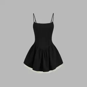 Cider Square Neck Bowknot Ruffle Layered Mini Dress