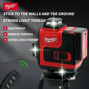 Milwaukee 16-Line Green Self-Leveling Laser Level - Horizontal & Vertical Cross Projection, Rechargeable Battery, Portable Laser Measuring Tool with Tool Box Handle for Construction Use