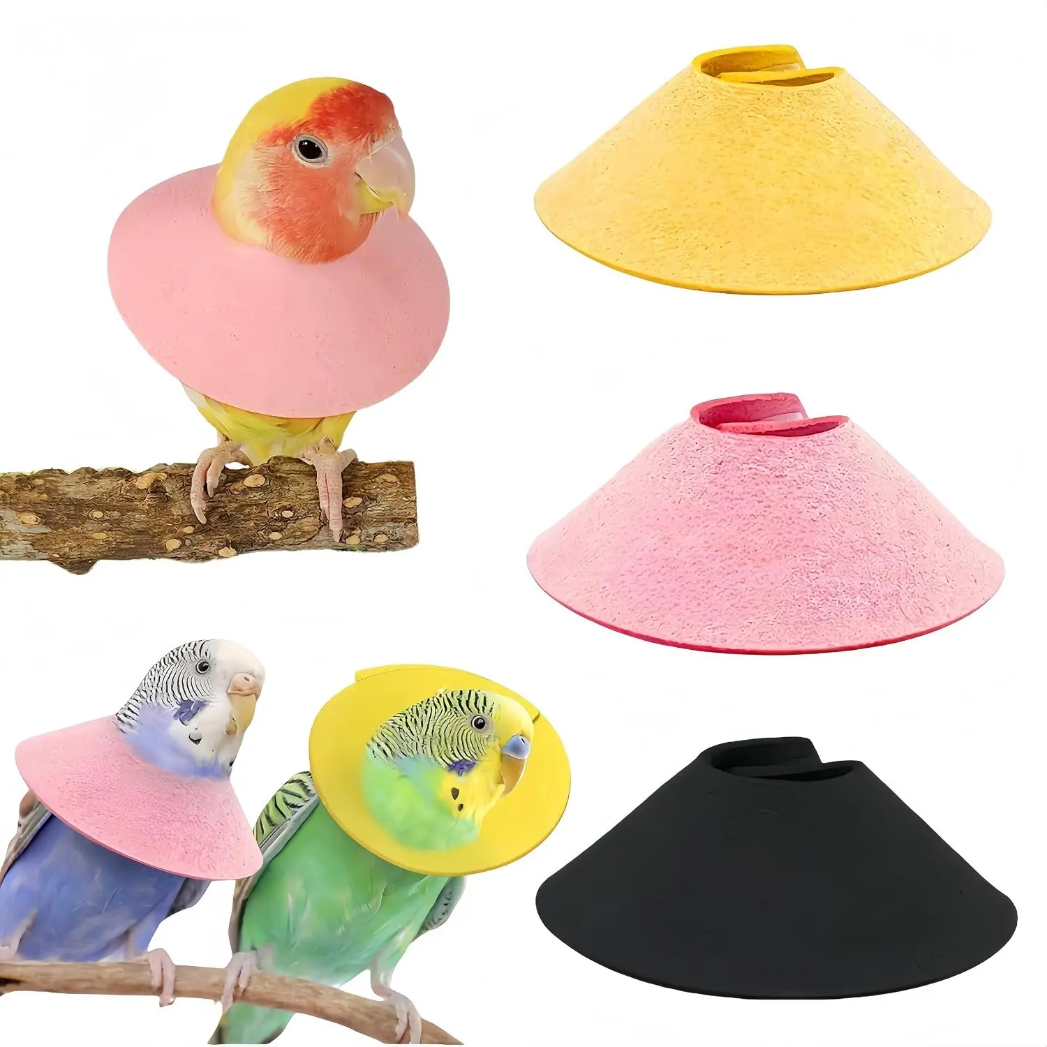 3 Pack Anti-bite Bird Collars Anti-Grab Feather Plucking Wound Healing Safety Elizabethan Collar Neck Protector Recovery Cones for Budgerigar Cockatiel Lovebirds Cockatoo Parrots-S