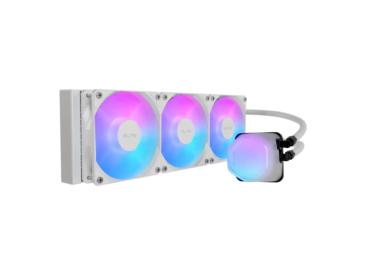 360 Elite Liquid White AIO CPU Liquid Cooler, R9|Ultra 7, Ceramic Bearing Pump, Translucent a RGB Cover, 360 Radiator, PWM Fans, AMD Ryzen AM5|4, Intel LGA 1851|1700 Platform Design by Cooler Master