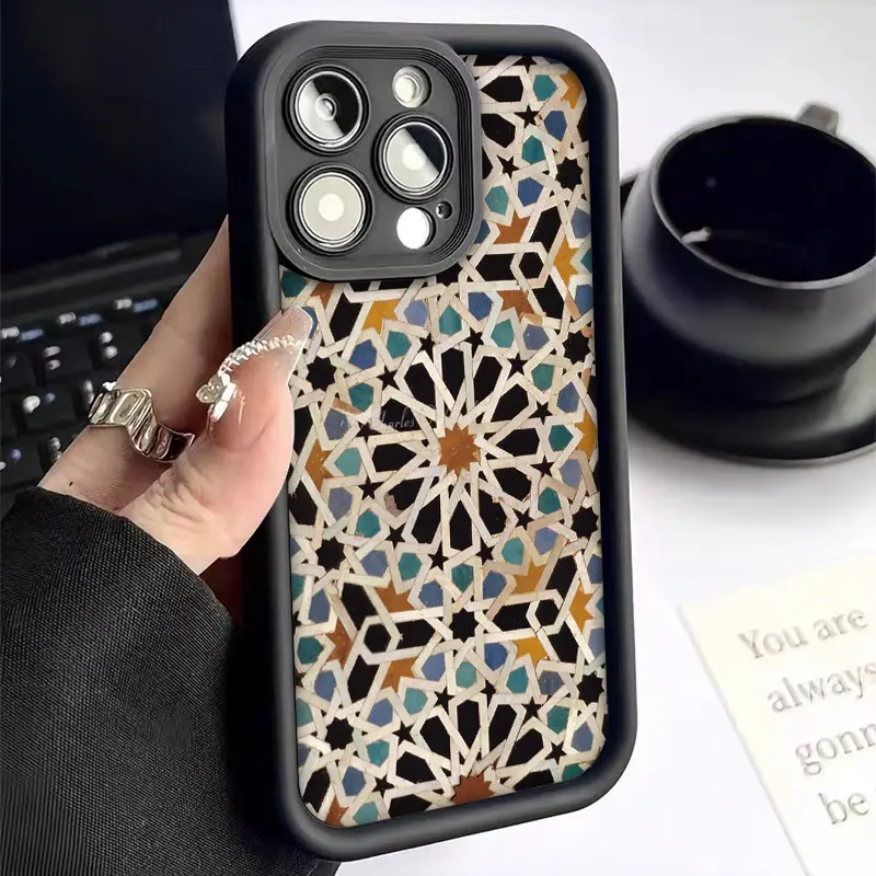 Moroccan Pattern Smartphone Case - Anti-Fall, Shockproof Cellphone Accessory for Handheld Devices, Birthday/Festival Gift for Men/Women Compatible with iPhone 17 16 15 14 13 12 11 XS XR X 7 8 Plus Pro Max SE