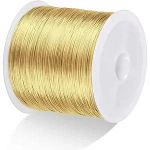 MIKIMIQI Jewelry Wire - 328Ft, 26 Gauge, Tarnish Resistant, Copper, 0.4mm X 100m (Gold)