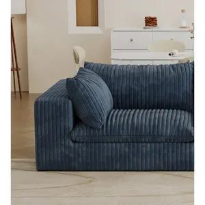 Cloud Modular Sectional Sofa Couch Boneless Sofa, Deep Seat Couches,Corduroy Fabric, Double-layer design,Removable  Cushion,No Assembly, DIY Combination for Living room, Bedroom,Conference room ,Apartment,Blue