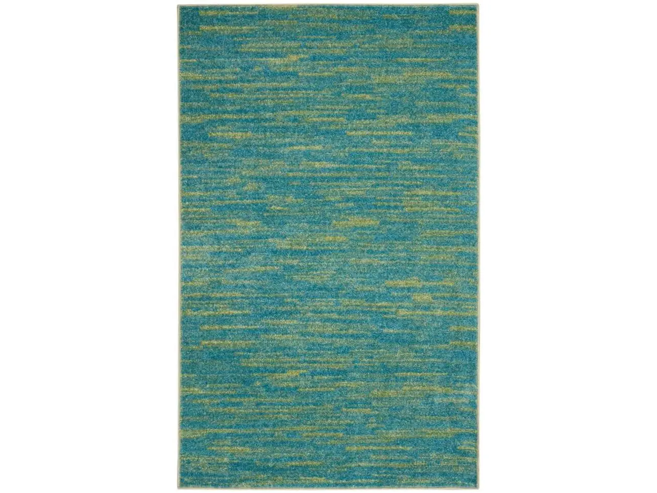 212 MAIN 3x5 ft. Machine-Woven Blue & Green Striped Non-Skid Decorative Rectangular Soft Statement Indoor-Outdoor Area Rug, Classic Shape (Striped Print Area Rugs), Decorative Area Rug