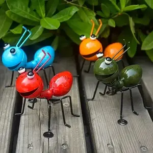 Ant Statue Metal Wall Art, Cute Ant Sculpture for Indoor Outdoor Decor, Garden Fence Insect Ornament, Bedroom Living Room Hanging Decor (4pcs Set)