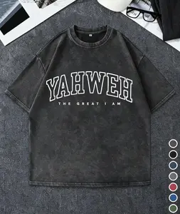 Yahweh – The Great I Am Vintage Washed T-Shirt, Inspirational Faith Graphic Tee, Oversized 100% Cotton Casual Shirt for Men & Women