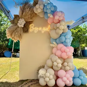 107pcs Cream Beige Macaron Pink Macaron Blue Balloon Arch Stand Garland - Latex Boho Balloons Kit for Wedding,anniversary Decoration,baby Showers,Gender Reveal Party Decor Birthday,Mother's Day,graduation,Valentine's Day,background Decorations