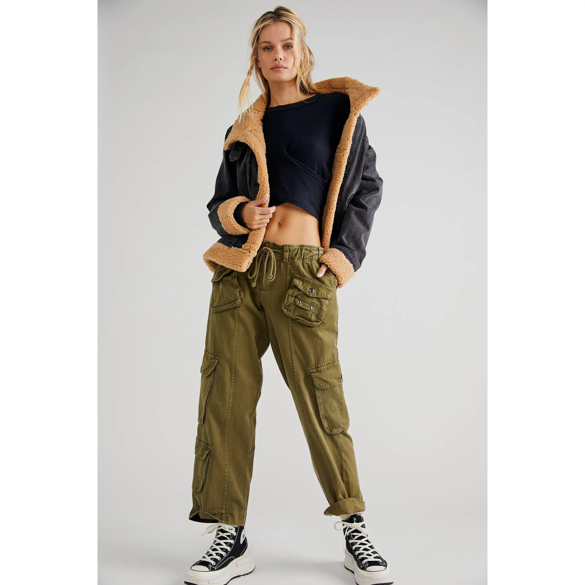 Free People Tahiti Cargo Pant - Dried Herb