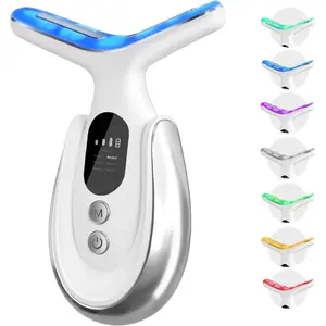 Neck Face Massager, 7-in-1 Portable Facial Massager for Enhanced Face, Neck and Shoulder Care with Vibrating and Warming Function,White