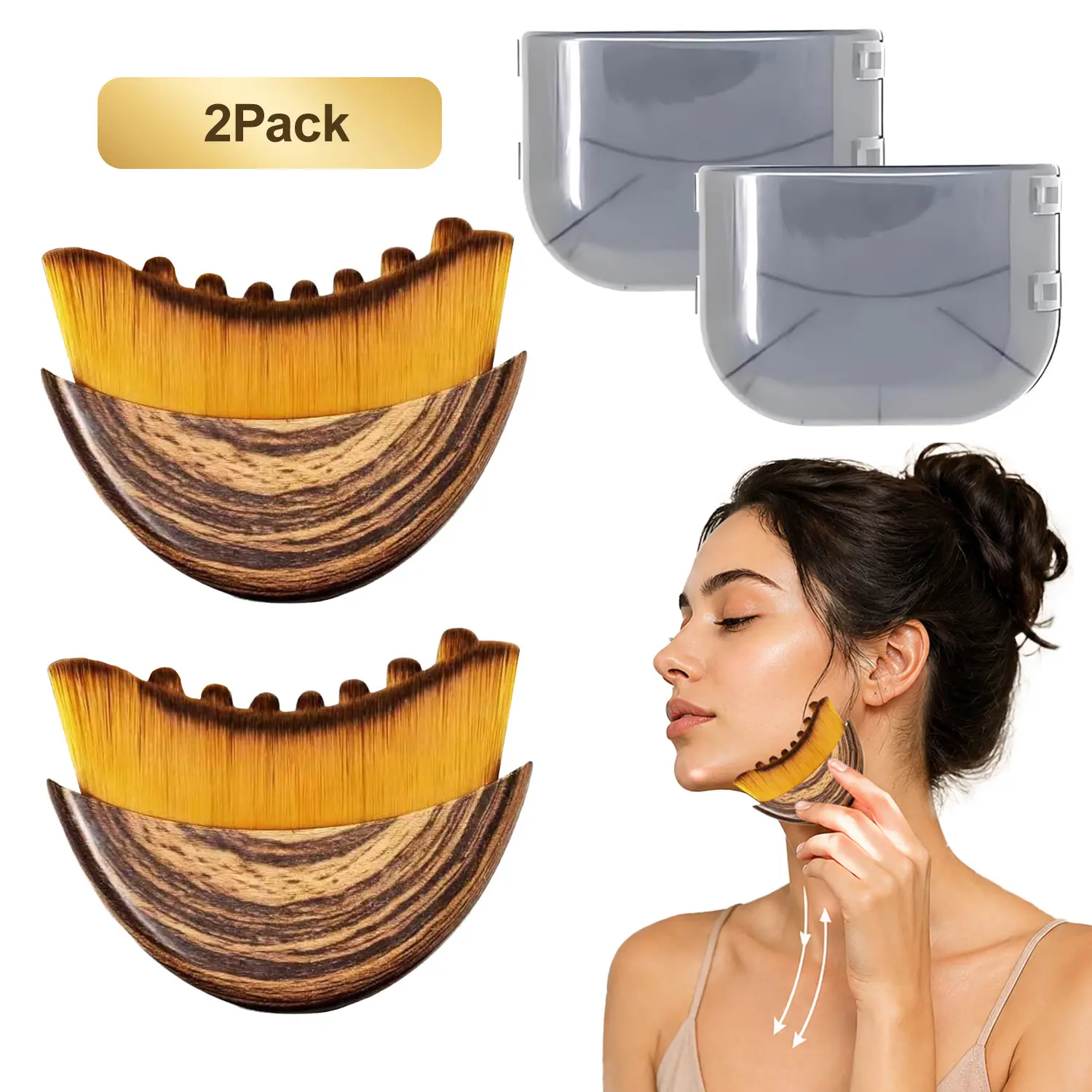 Lymphatic Contour Face Brush - Lymphatic Drainage Massager for Face, Jawline & Chin Sculpting, Ultra-Soft Bristles Ergonomic Depuffing Tool for Daily Skincare & Spa Self-Care