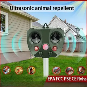 Solar Powered Animal Repeller, Waterproof Ultrasonic Animal Repellers, Outdoor Animal Equipment for Farm Orchard