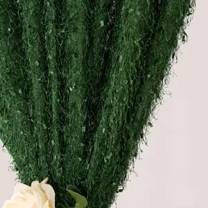 8ftx8ft Green Fringe Shag Polyester Drape Curtain - Minky Fabric Hangable Panel, Machine Washable Event Divider & Party Backdrop Decoration for Anniversary
