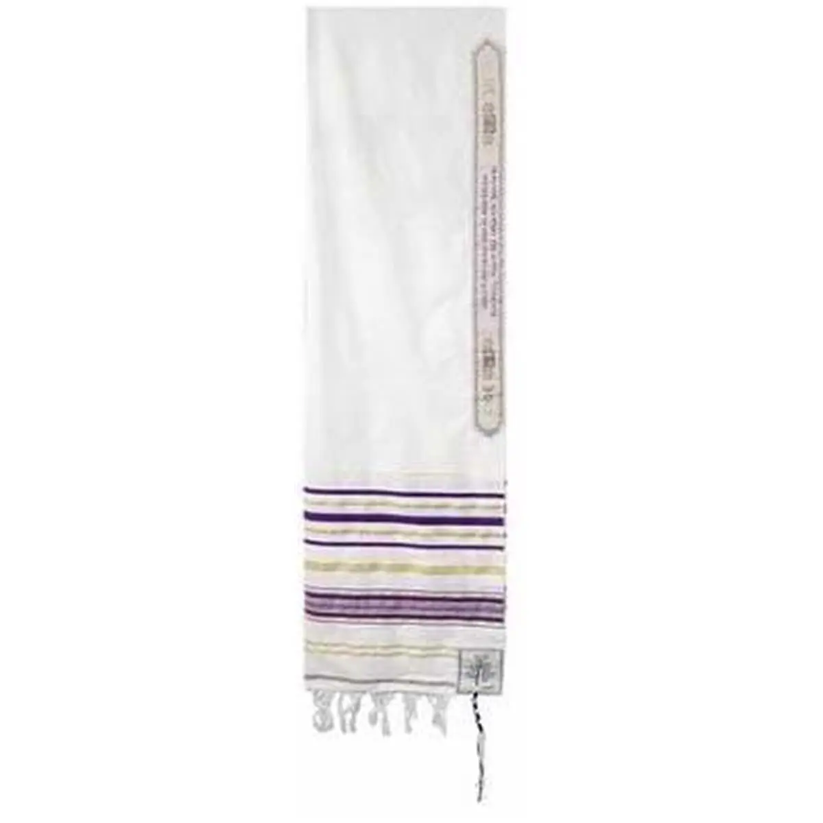 212 MAIN Rectangular Purple Acrylic Fabric Prayer Shawl - Holy Land Gift, 72x24 in, with Crown Verse & Hebrew Text, Included Storage Bag, Storage Bags