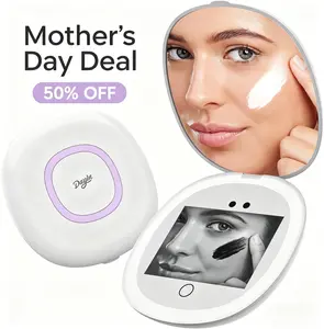 DayIn UV Mirror for Sunscreen Test with UV Camera, Sun Protection Visualization Travel Makeup Mirror with LED Light and 3X Magnification Pocket Mirror