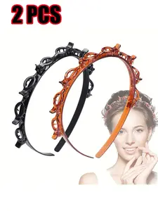 2pcs Cute Hair Clip Decor Hairband, Novelty Multifunction Hair Hoop with Clips, Fashionable Hair Accessories for Women, Mothers Day Gift Ideas
